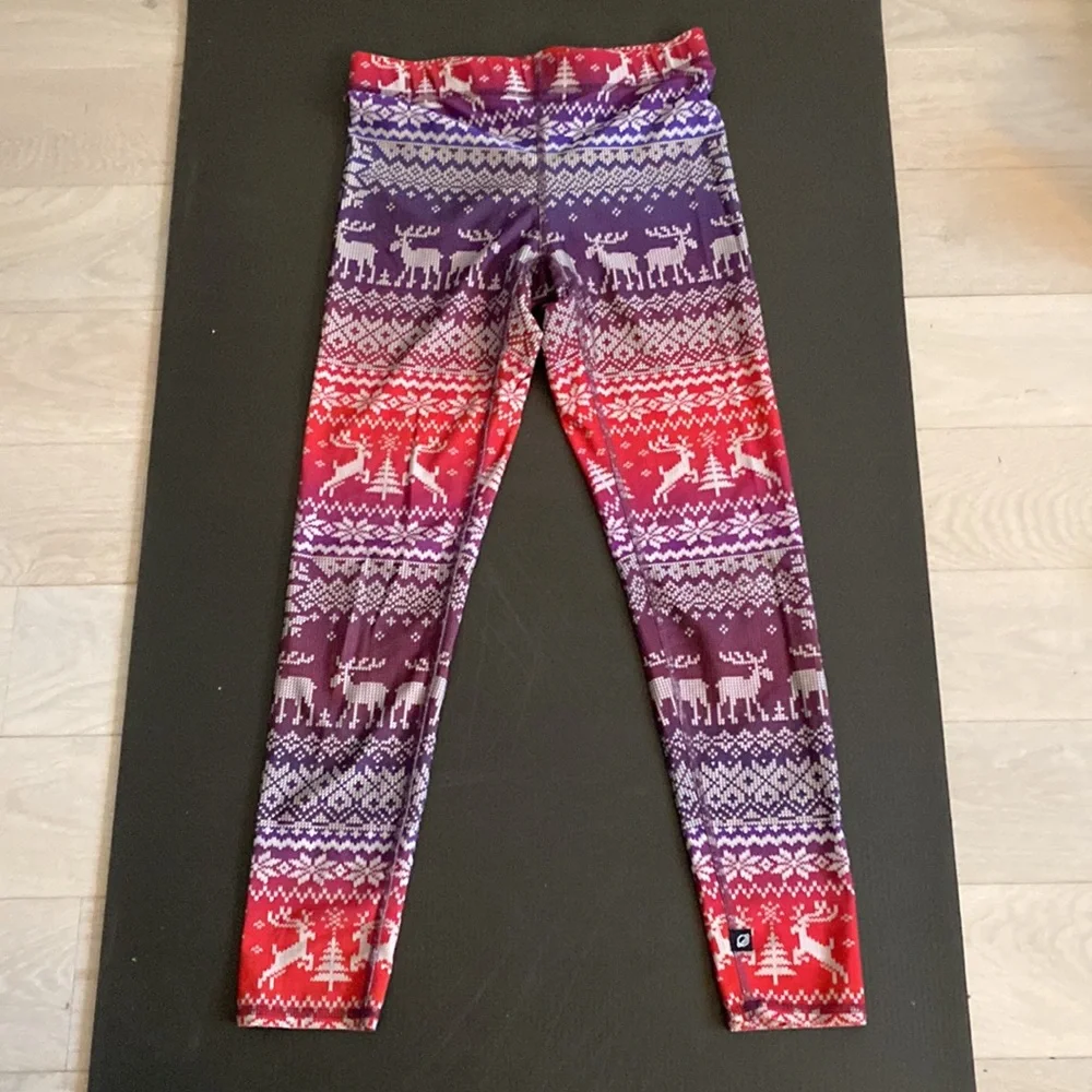 Terez Christmas Fair Isle Print Leggings- Medium- Excellent Condition - Picture 2 of 4